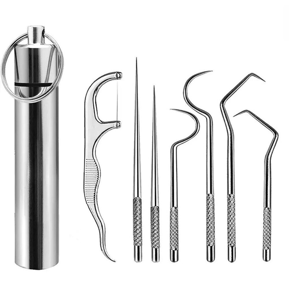 7PC Floss Stick Tools Metal Toothpick